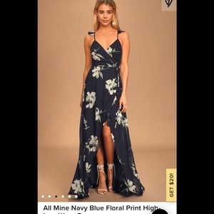 NWT - All Mine navy floral high-low wrap dress